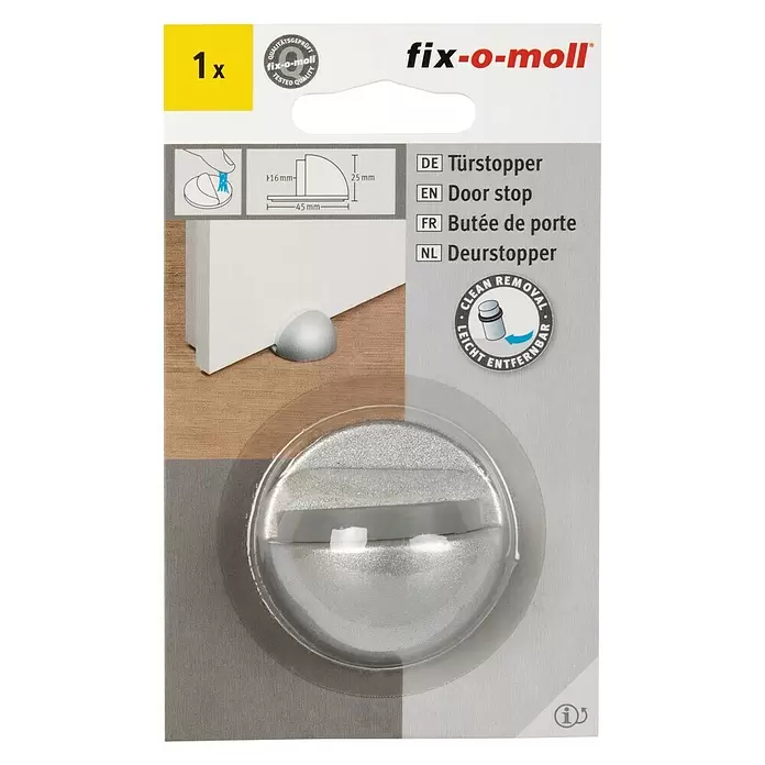 Fix-o-moll Deurstopper Metaal - Ø x h: 45 x 25 mm, Zilver - Vooraanzicht
