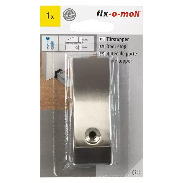 Fix-o-moll Deurstopper Gesatineerd RVS schroef - Zilver/Zwart - Vooraanzicht