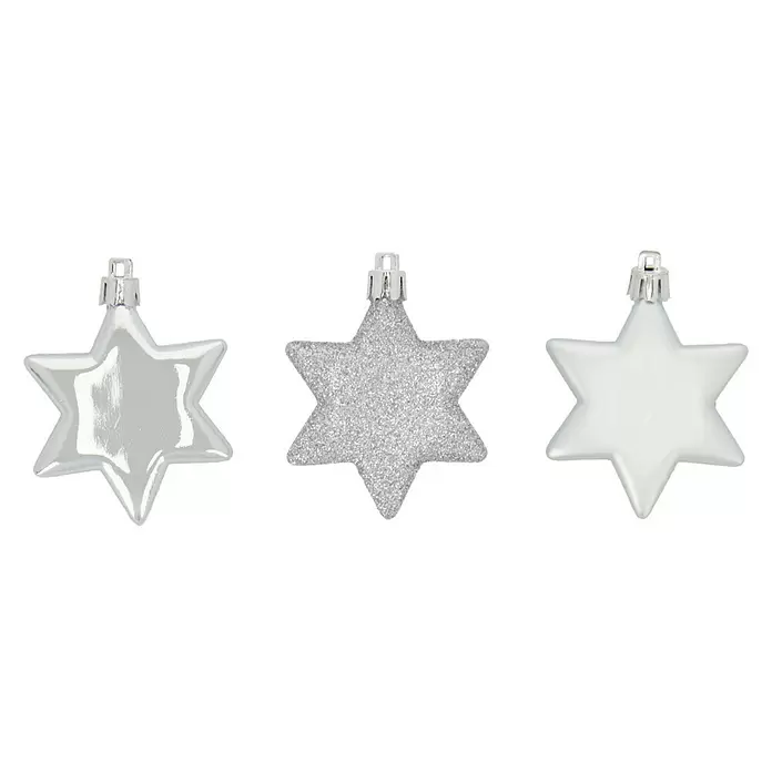 Christbaumschmuck Stern - Silber, Kunststoff, Stern, 8 Stk. - Vorderansicht