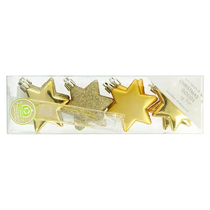 Christbaumschmuck Stern - Gold, Kunststoff, Stern, 8 Stk. - Vorderansicht