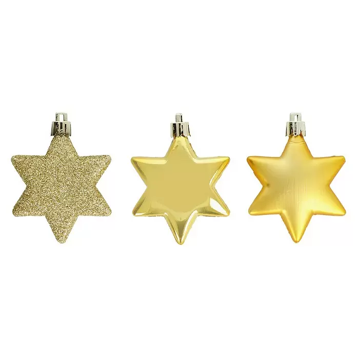 Christbaumschmuck Stern - Gold, Kunststoff, Stern, 8 Stk. - Vorderansicht