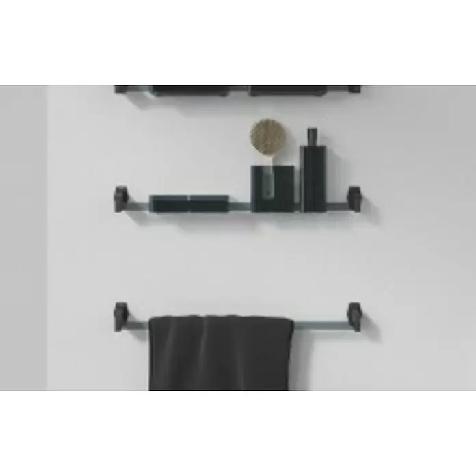 Creabath Luce Toallero de barra - Largo: 34,5 cm, Negro, Mate - Foto ambiente