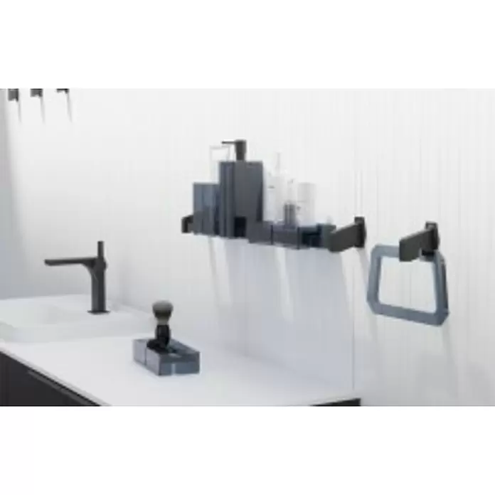 Creabath Luce Toallero de barra - Largo: 34,5 cm, Negro, Mate - Foto ambiente