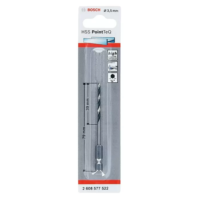 Bosch Metallbohrer PointTeQ - Durchmesser: 3,5 mm, Arbeitslänge: 39 mm - Vorderansicht