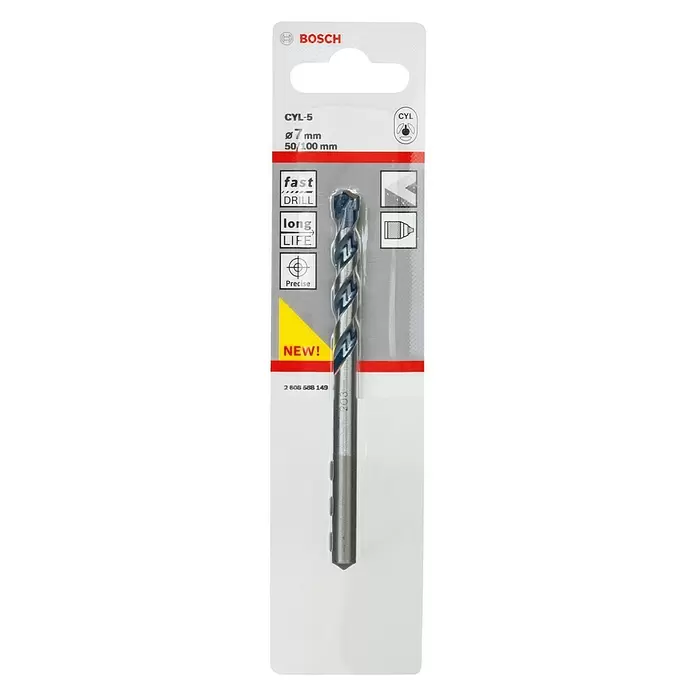 Bosch Professional Betonbohrer CYL-5 - Ø x L: 7 x 100 mm, 1 Stk. - Vorderansicht