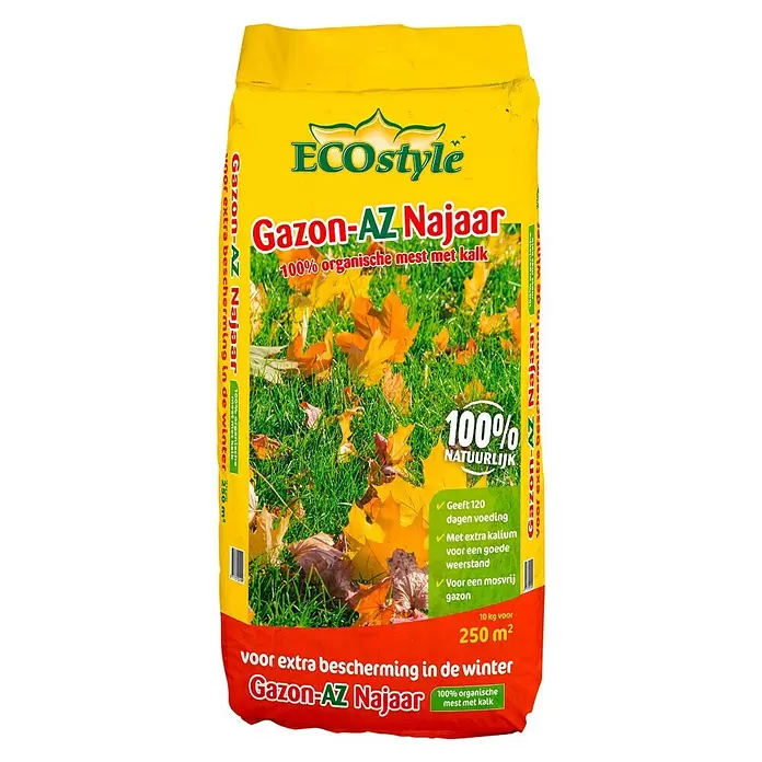 ECOstyle Najaarsgazonmest - 10 kg, Inhoud voldoende voor ca.: 250 m² - Vooraanzicht
