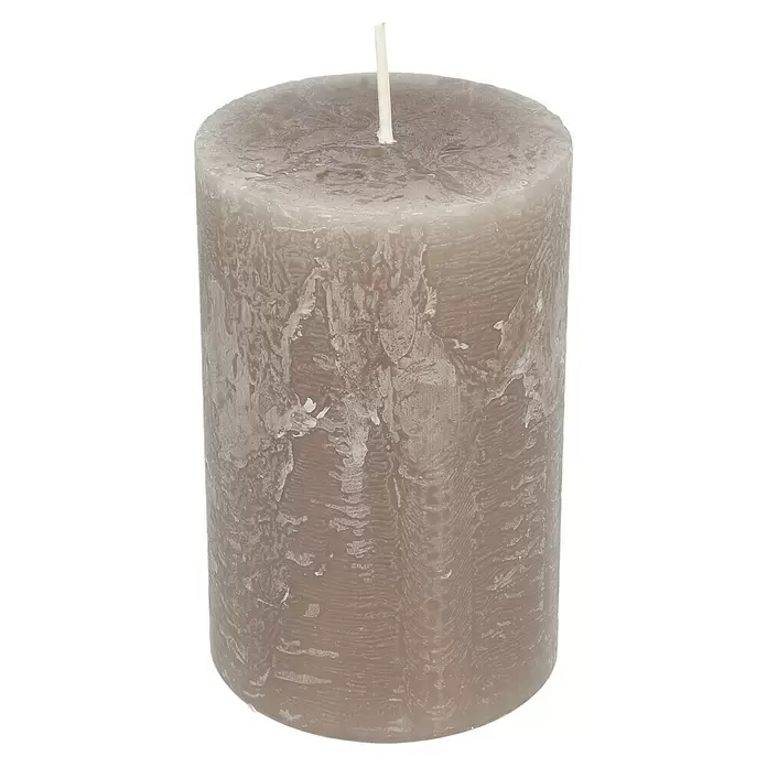 Stumpenkerze Rustic Safe - Ø x H: 7 x 11 cm, Stein - Vorderansicht
