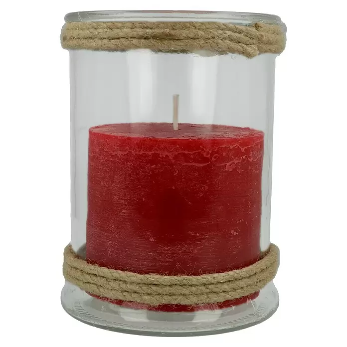 Windlicht Glas - Ø x H: 13 x 17 cm, Rot - Vorderansicht