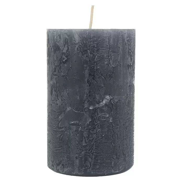 Stumpenkerze Rustic Safe - Ø x H: 7 x 11 cm, Anthrazit - Vorderansicht