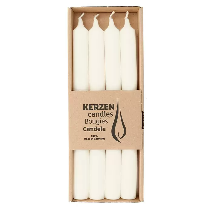 Stabkerzen-Set Rustic - 4 Stk., Ø x H: 2,2 x 25 cm, Weiß - Draufsicht