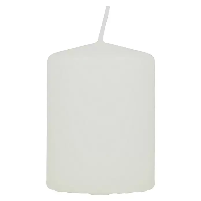 Stumpenkerzen-Set Safe - 4 Stk., Ø x H: 6 x 8 cm, Wollweiß - Vorderansicht