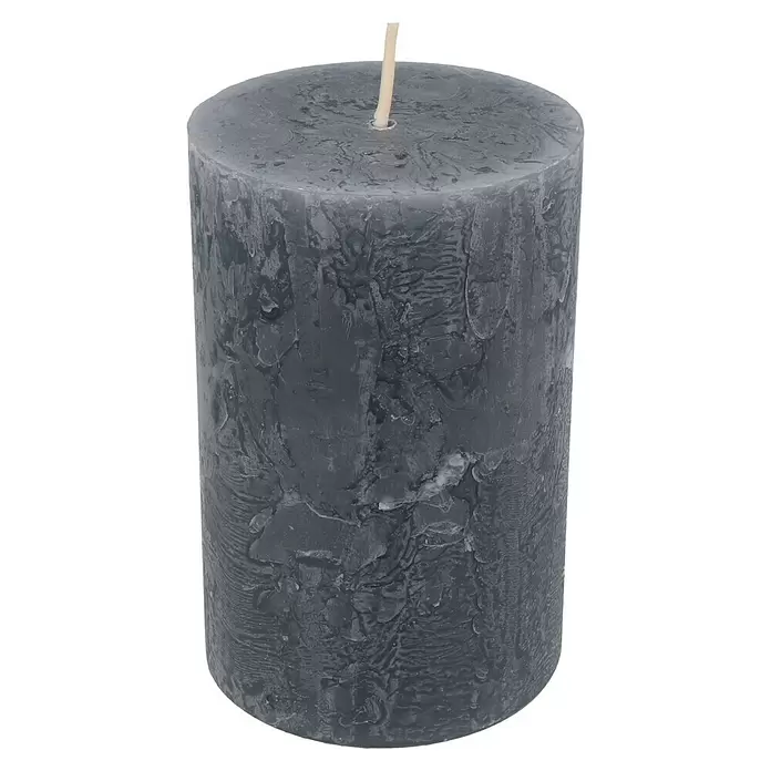 Stumpenkerze Rustic Safe - Ø x H: 7 x 11 cm, Anthrazit - Vorderansicht