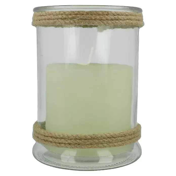 Windlicht Glas - Ø x H: 13 x 17 cm, Creme - Vorderansicht