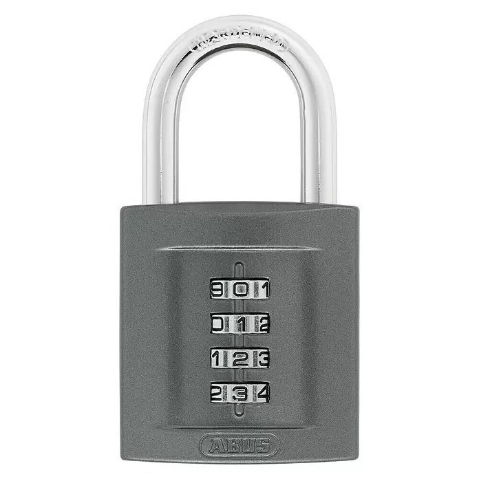 Abus Vorhängezahlenschloss 158/50 SB - Breite: 52 mm, Zinkdruckguss, Anzahl Zahlenrollen: 4 Stk. - Vorderansicht