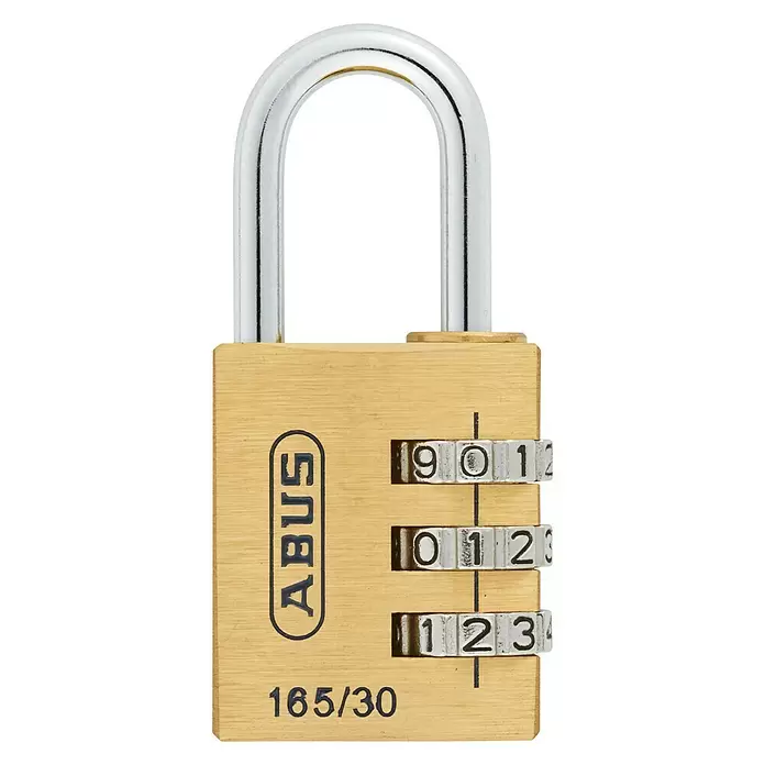 Abus Vorhängezahlenschloss 165/30 SB - Breite: 31 mm, Messing, Anzahl Zahlenrollen: 3 Stk. - Vorderansicht