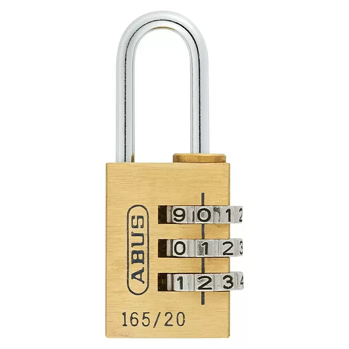 Abus Vorhängezahlenschloss 165/20 SB - Breite: 23 mm, Messing, Anzahl Zahlenrollen: 3 Stk. - Vorderansicht