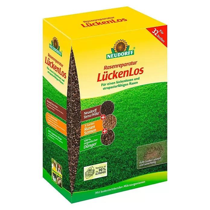 Neudorff Rasen-Reparatur LückenLos - 2,5 kg, 6 m² - Diagonale Ansicht