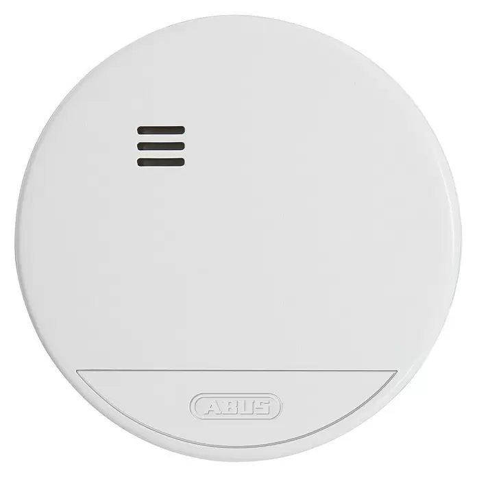 Abus Rauchwarnmelder RWM150 - Durchmesser: 10 cm, Batterielaufzeit: Bis 10 Jahre, Alarmsignal: 85 dB - Vorderansicht