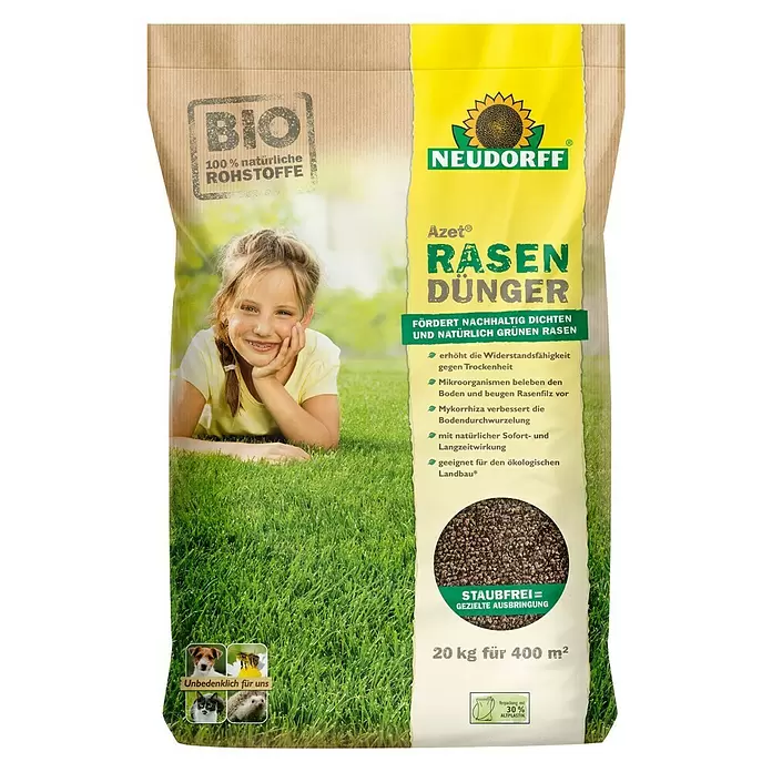 Neudorff Azet Rasendünger - 20 kg, Inhalt ausreichend für ca.: 400 m² - Vorderansicht