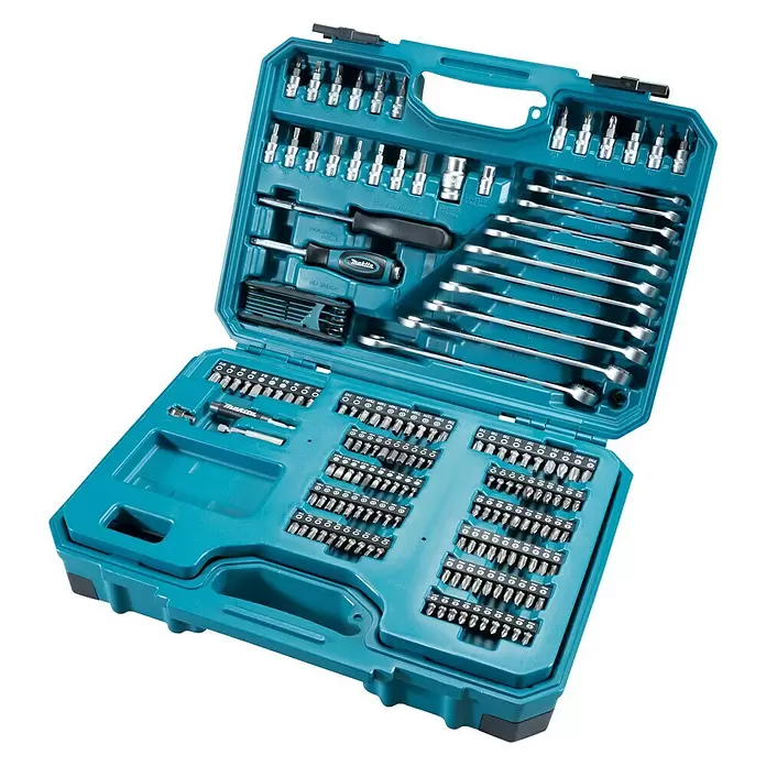 Makita Werkzeugkoffer-Set E-10883 - Inhalt: 221 -tlg. - Diagonale Ansicht