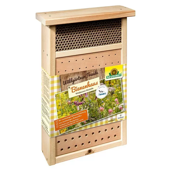 Neudorff Wildgärtner Freude Bienenhaus - 10 x 28,5 x 43 cm, Buche - Diagonale Ansicht