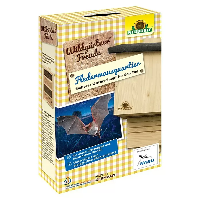 Neudorff Wildgärtner Freude Fledermauskasten - 8,5 x 28 x 43 cm - Diagonale Ansicht