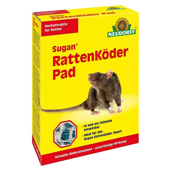 Neudorff Sugan Rattenköder Pads - 200 g - Diagonale Ansicht