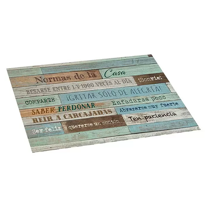 Alfombra de vinilo Croma Tablas - Azul, 75 x 45 cm - Vista angular