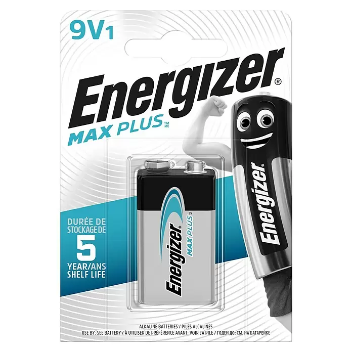 Energizer Batterie Max Plus - Alkali-Mangan, 9-Volt-Block, 1 Stk. - Vorderansicht