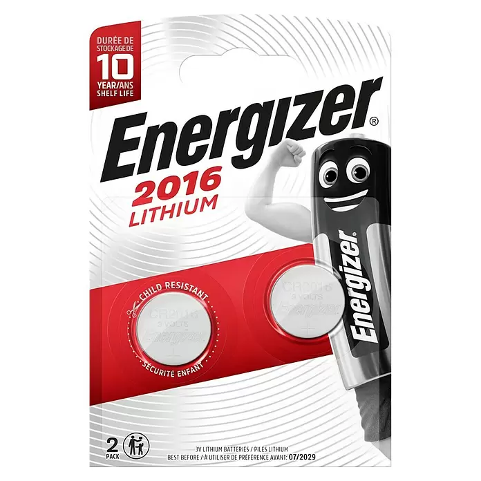 Energizer Pila de botón - CR2016, 3 V, 2 ud. - Vista frontal
