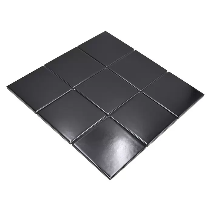 Mozaïektegel vierkant Uni CQ 125 - 29,8 x 29,8 cm, Zwart, Mat - Diagonaal zicht