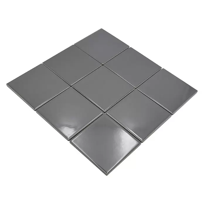 Mozaïektegel vierkant Uni CQ 110 - 29,8 x 29,8 cm, Grijs, Glanzend - Diagonaal zicht