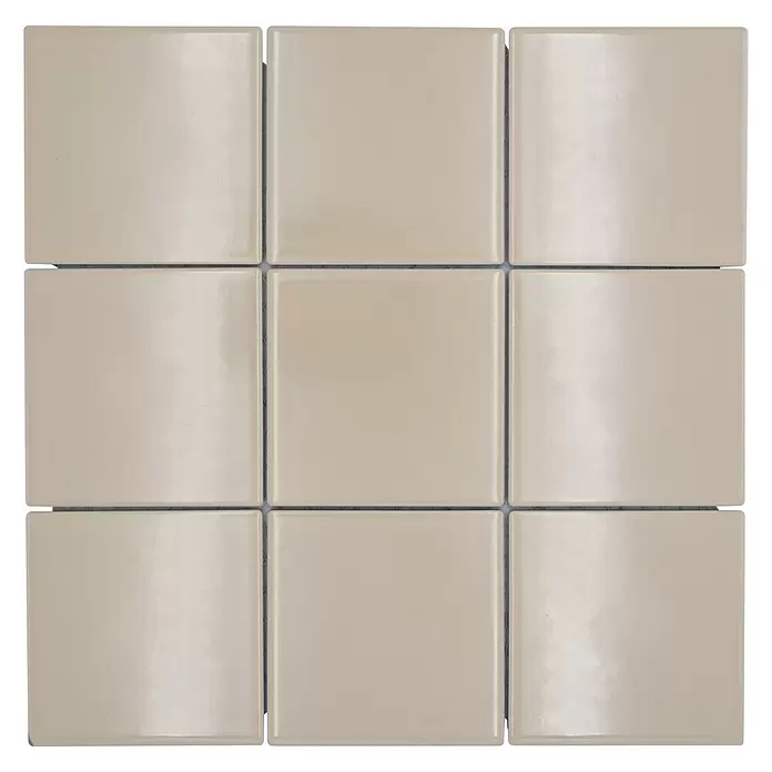 Mozaïektegel vierkant Uni CQ 130 - 29,8 x 29,8 cm, Beige, Glanzend - Vooraanzicht