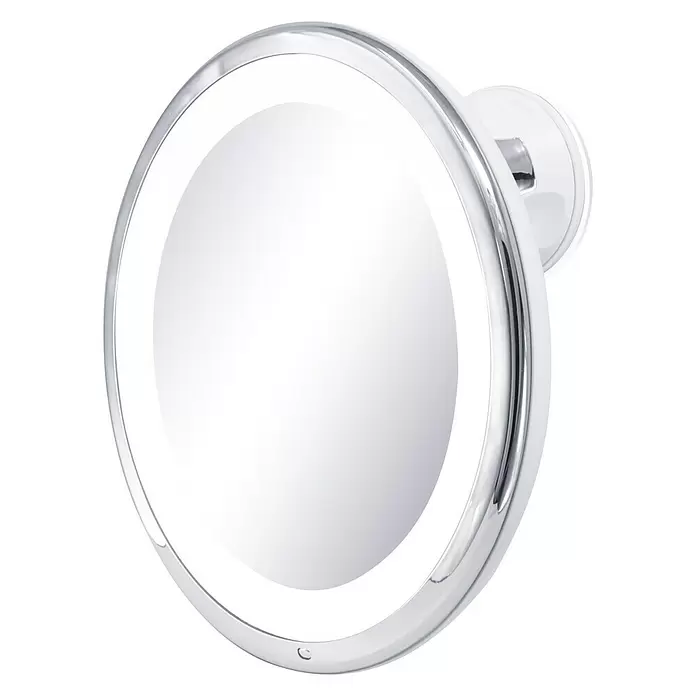 Espejo cosmético orientable LED - Aumento: x 10, Diámetro: 20 cm, Cromo - Vista angular