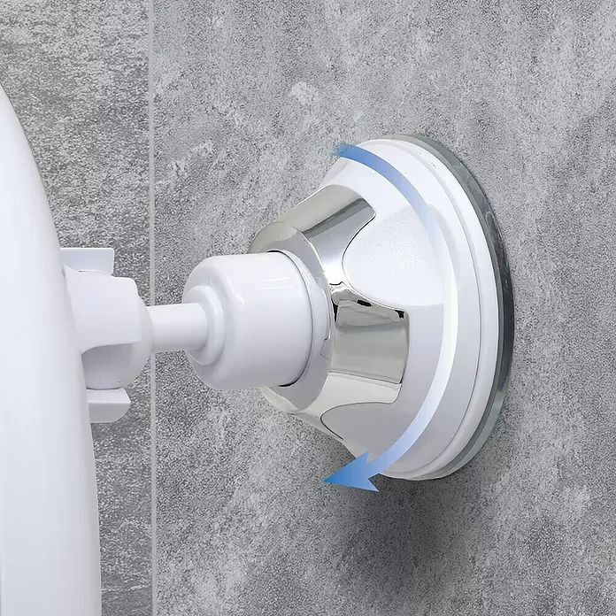 Espejo cosmético orientable LED - Aumento: x 10, Diámetro: 20 cm, Cromo - Producto en uso