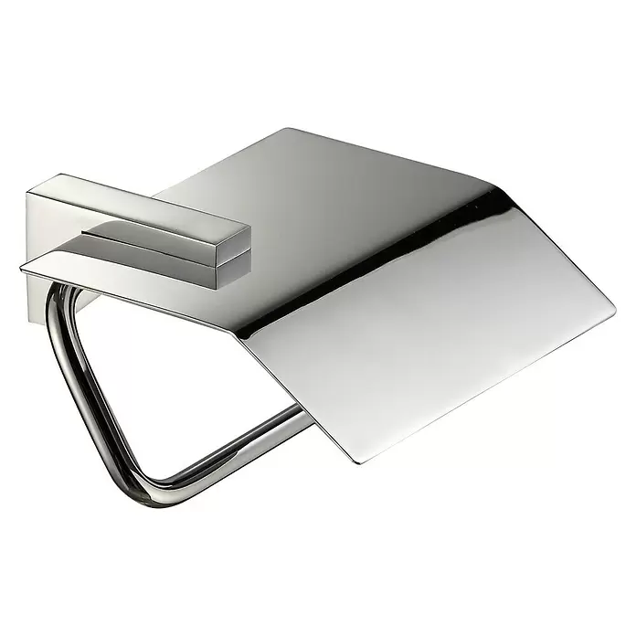 Portarollos de papel higiénico Glass - Con tapa, Cromo, Brillante - Vista angular