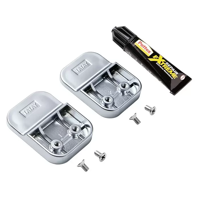 Tatay Flat Kit de fijación Glue Fix - 2 pzs., Cromo, Plástico (ABS), Apto para: Utensilios de baño - Vista angular