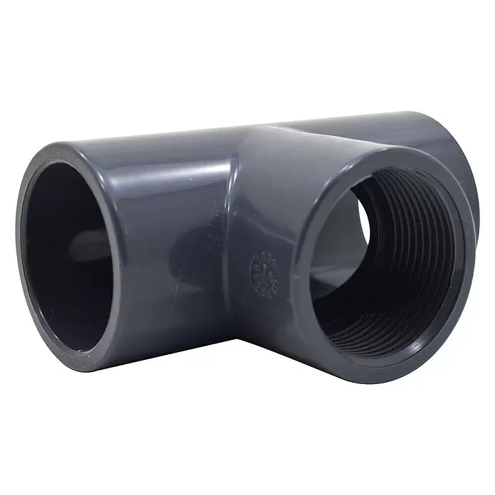 Te de PVC roscado - Diámetro de tubo: 20 mm, PVC - Vista angular