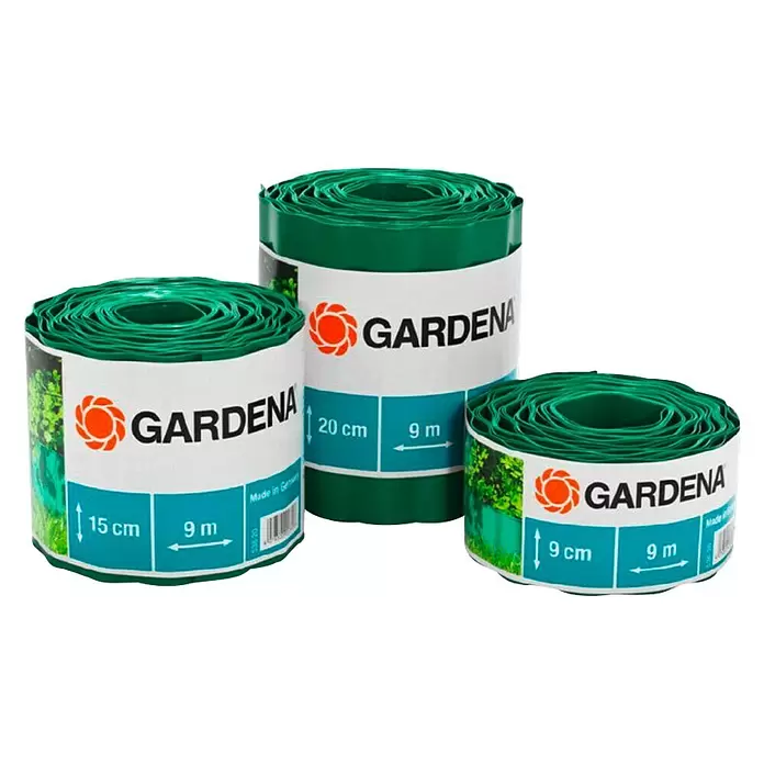 Gardena Ograda za gredice - 9 m x 20 cm, Zelene boje - Dijagonalni pogled