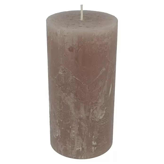 Stumpenkerze Rustic Safe - Ø x H: 7 x 14 cm, Stein - Diagonale Ansicht