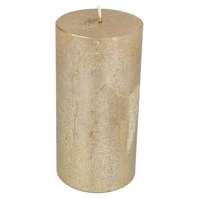 Stumpenkerze Nova Safe - Ø x H: 7 x 14 cm, Antikgold - Diagonale Ansicht