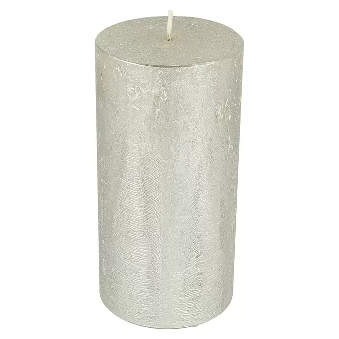 Stumpenkerze Nova Safe - Ø x H: 7 x 14 cm, Titan - Diagonale Ansicht