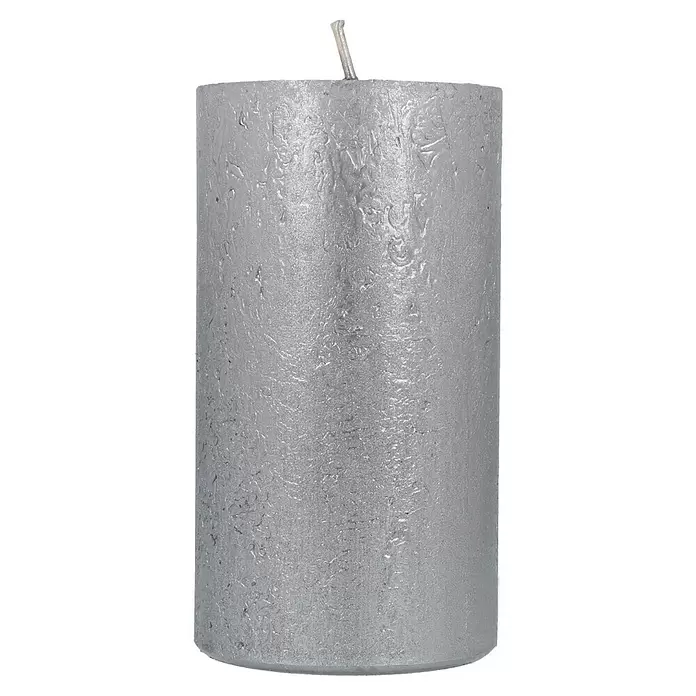 Stumpenkerze Nova Safe - Ø x H: 6 x 11 cm, Grau - Vorderansicht