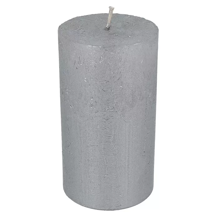 Stumpenkerze Nova Safe - Ø x H: 6 x 11 cm, Grau - Diagonale Ansicht