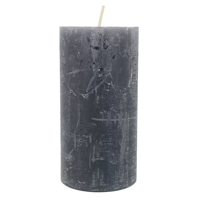 Stumpenkerze Rustic Safe - Ø x H: 7 x 14 cm, Anthrazit - Vorderansicht