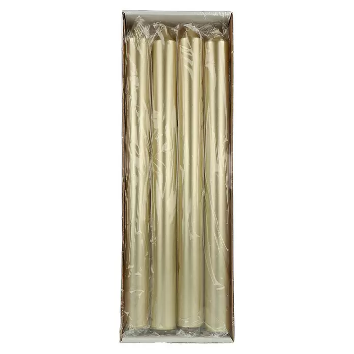 Stabkerzen-Set - 4 Stk., Ø x H: 2,2 x 25 cm, Gold - Vorderansicht