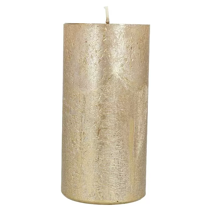 Stumpenkerze Nova Safe - Ø x H: 7 x 14 cm, Antikgold - Vorderansicht