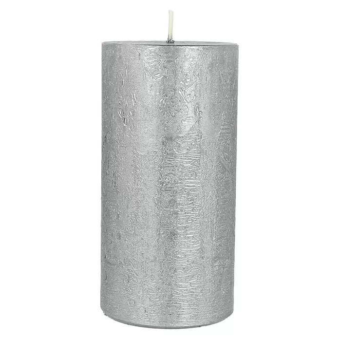 Stumpenkerze Nova Safe - Ø x H: 7 x 14 cm, Grau - Vorderansicht