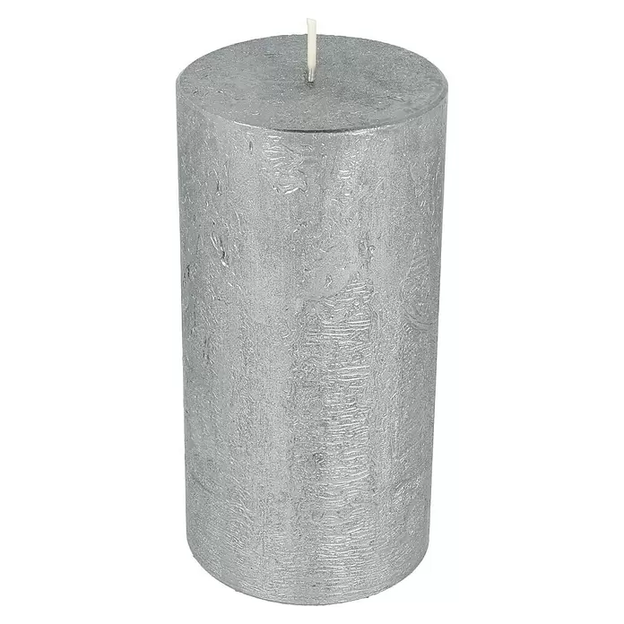 Stumpenkerze Nova Safe - Ø x H: 7 x 14 cm, Grau - Diagonale Ansicht