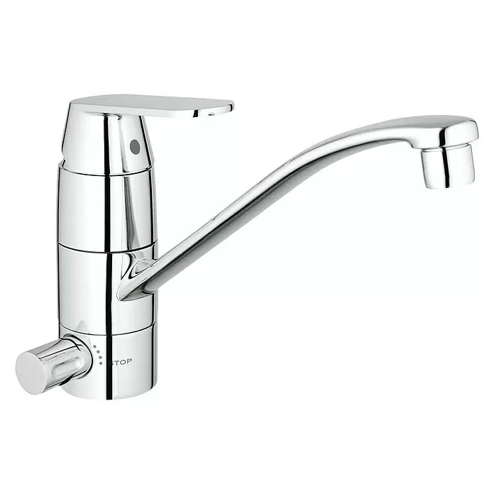 Grohe Eurosmart Cosmopolitan Spültischarmatur - Chrom, Glänzend, Auslauf schwenkbar, Integrierte Absperrung - Diagonale Ansicht